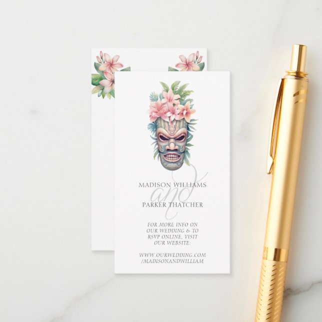 Beach Wedding Website QR Code Enclosure Card (Front/Back In Situ)