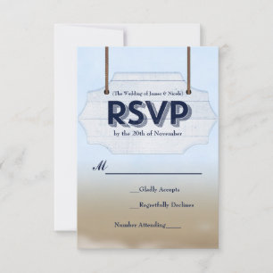 Beach Wedding White Wood Sign RSVP Response Card