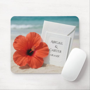 Beach Wedding With Hibiscus Flower Mouse Pad