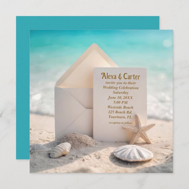 Beach Wedding With Sand Dollar Save The Date (Front/Back)