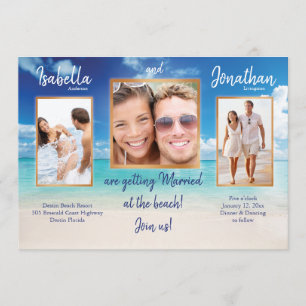 Beach wedding   your photos    personalise invitation