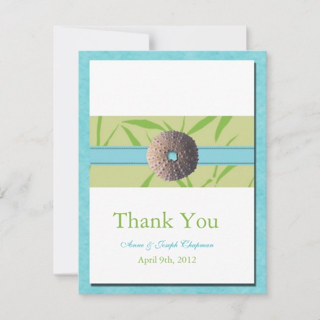 Beach Weddings -Aqua Blue Thank you cards (Front)