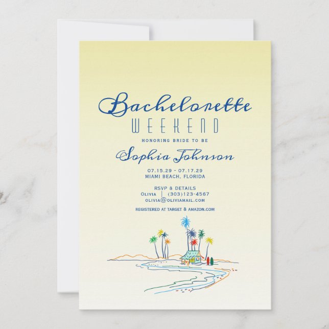 Beach Weekend Bachelorette Itinerary Invitation (Front)