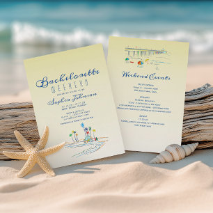 Beach Weekend Bachelorette Itinerary Invitation