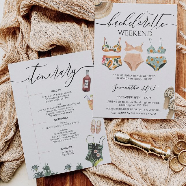 Beach Weekend Bikini Bachelorette Bridal Shower  Invitation (Creator Uploaded)
