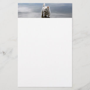 Beach Westie Reflection Stationery Paper