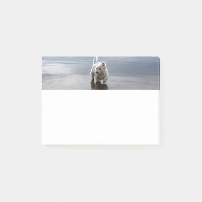 Beach Westie Reflection Stationery Post-it Notes (Front)
