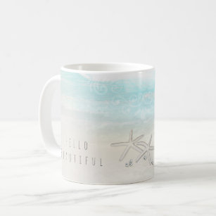 Beach White Starfish Elegant Summer Chic Tropical Coffee Mug