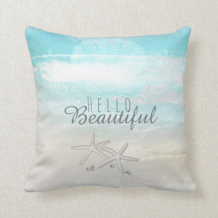 Beach White Starfish Elegant Summer Chic Tropical Cushion