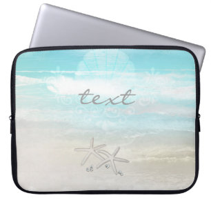Beach White Starfish Elegant Summer Chic Tropical Laptop Sleeve