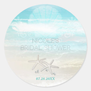 Beach White Starfish Elegant Summer Party Favour Classic Round Sticker