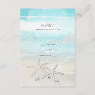 Beach White Starfish Elegant Summer RSVP Card