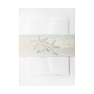 Beach White Starfish Elegant Summer Wedding Invitation Belly Band