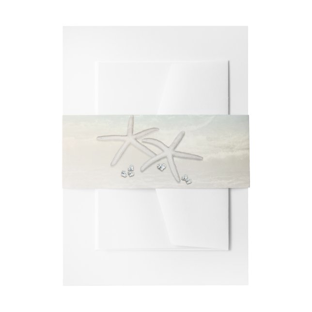 Beach White Starfish Elegant Summer Wedding Invitation Belly Band (Front Example)