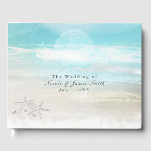 Beach White Starfish Elegant Wedding Tropical Guest Book