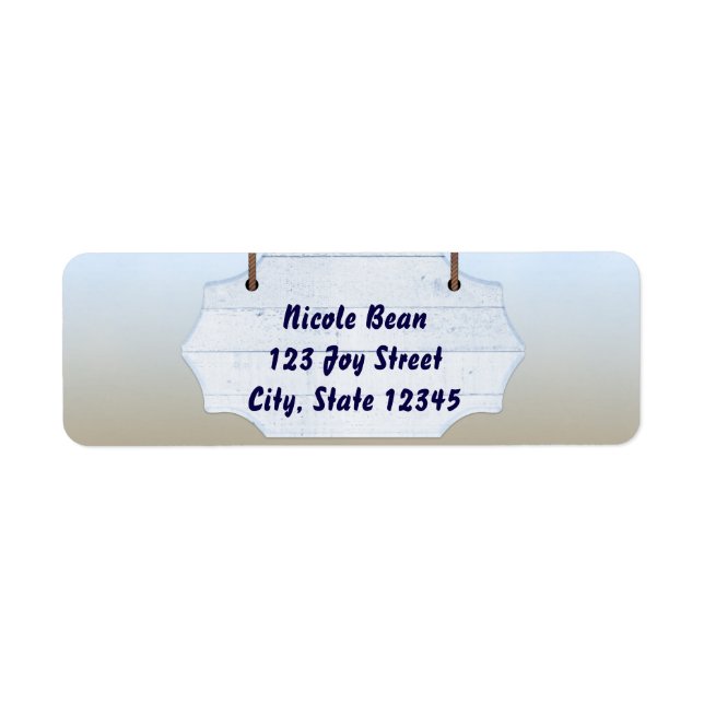 Beach White Wood Sign Invitation Address Labels (Front)