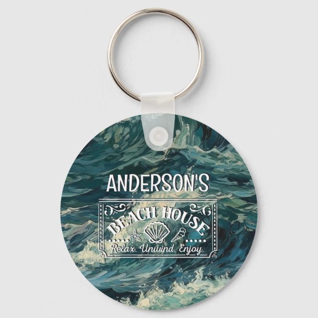 Beach Whitecaps Your Adventure Begins Key Ring (Front)