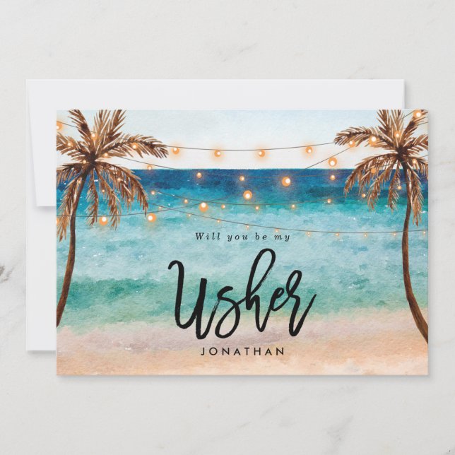 beach will you be my usher proposal card (Front)