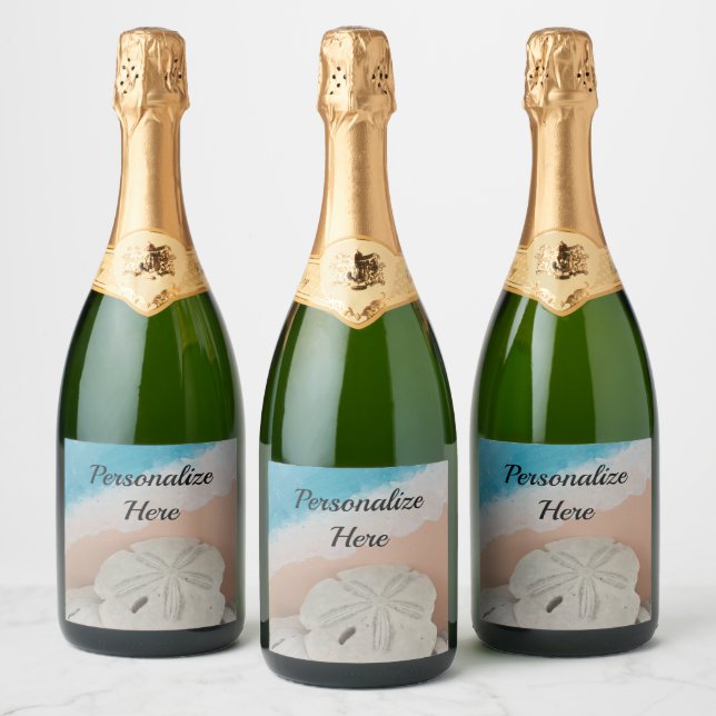 Beach Wishes Seashells      Sparkling Wine Label (Bottles)