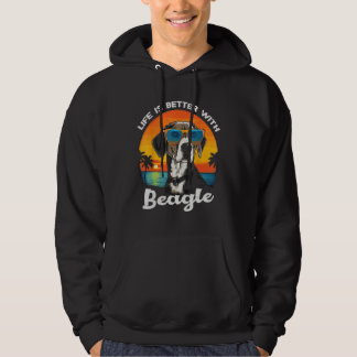 Beach with a Beagle Dog Hoodie