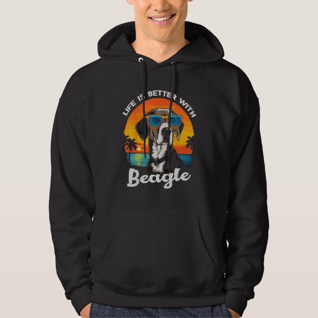 Beach  with a Beagle Dog Hoodie (Front)