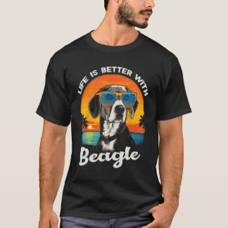 Beach with a Beagle Dog T-Shirt
