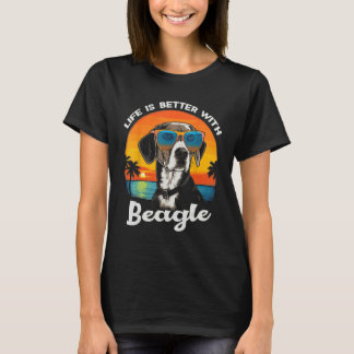 Beach with a Beagle Dog T-Shirt