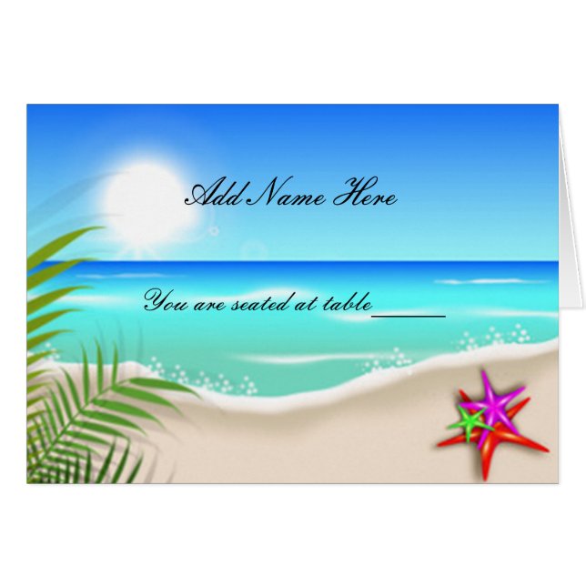 Beach With Colourful Starfish Table Place Card (Front Horizontal)