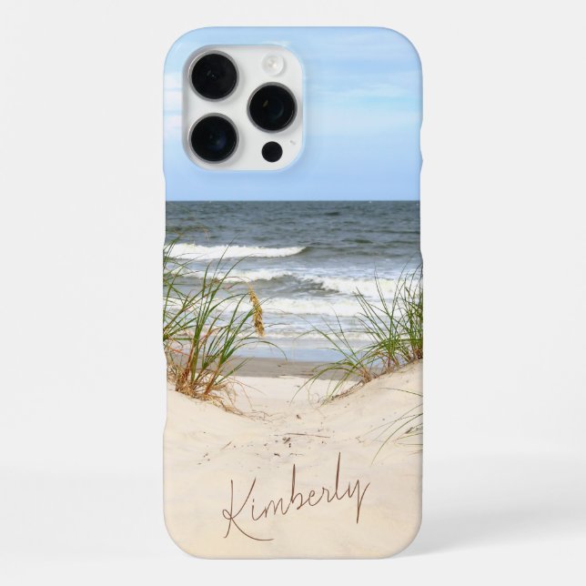 Beach with Name iPhone Case (Back)