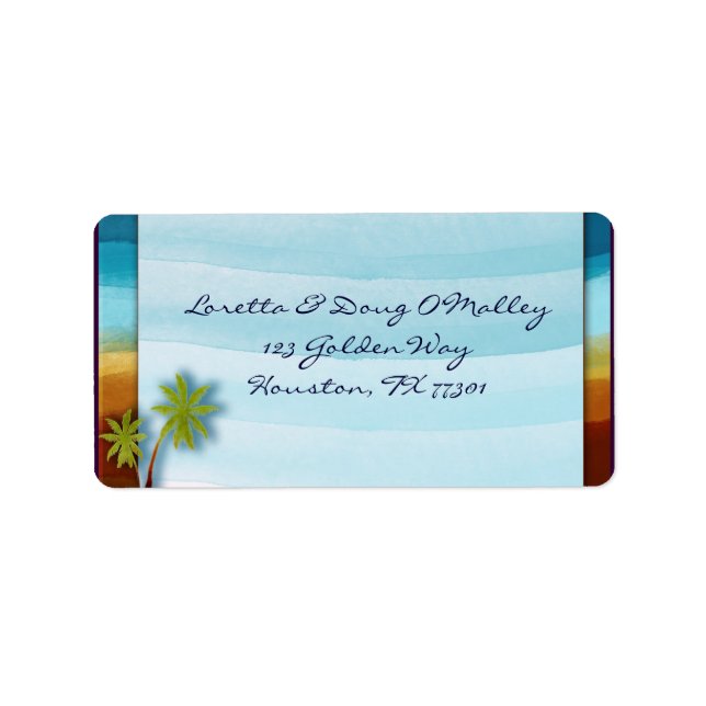 Beach with Palm Tree designer label (Front)