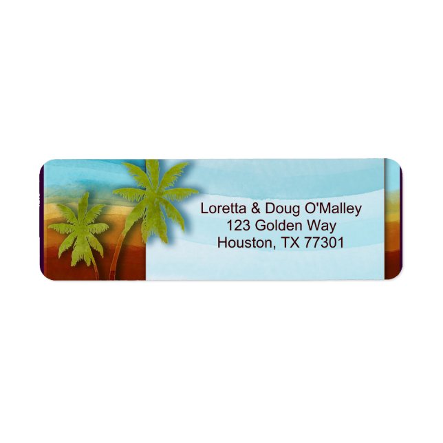 Beach with Palm Tree designer label Return Address Label (Front)