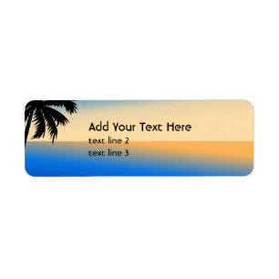 Beach with palm tree return address label