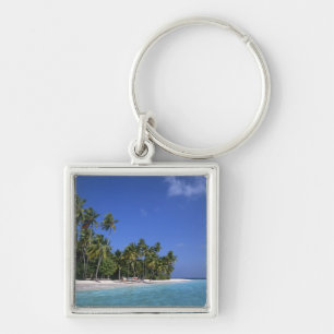 Beach with palm trees, Maldives Key Ring