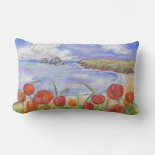 Beach with Poppies large pillow