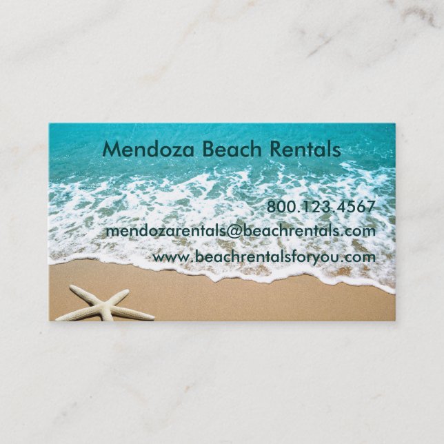Beach With Starfish on Sand Business Card (Front)