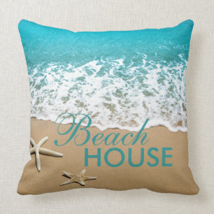 Beach With Starfish on Sand Cushion