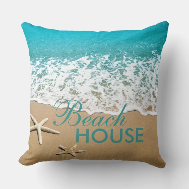 Beach With Starfish on Sand Cushion (Front)