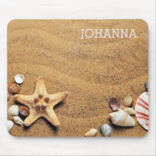 Beach With Starfish on Sand Mouse Pad