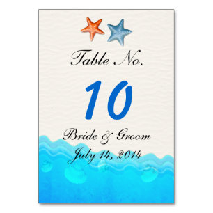 Beach With Starfish Wedding Table Card