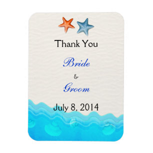 Beach With Starfish Wedding Thank You Magnet