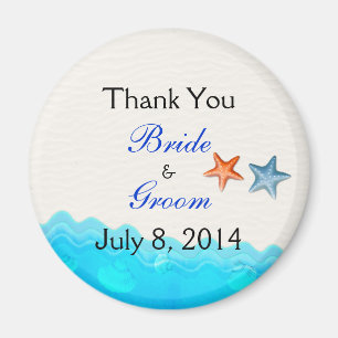 Beach With Starfish Wedding Thank You Magnet