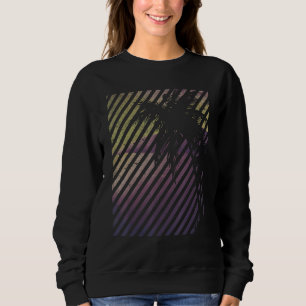 Beach With Sunset Stripes And Palm Trees Sweatshirt