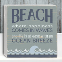 Beach Wood Sign Ocean Blue/Green