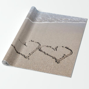 Beach Wrapping Paper Sand Hearts Beach Wedding
