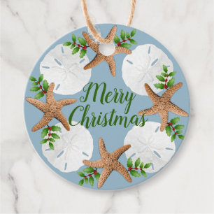 Beach Wreath Sand Dollars Starfish Christmas Favour Tags