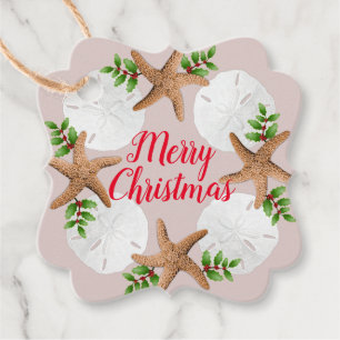 Beach Wreath Sand Dollars Starfish Christmas Favour Tags