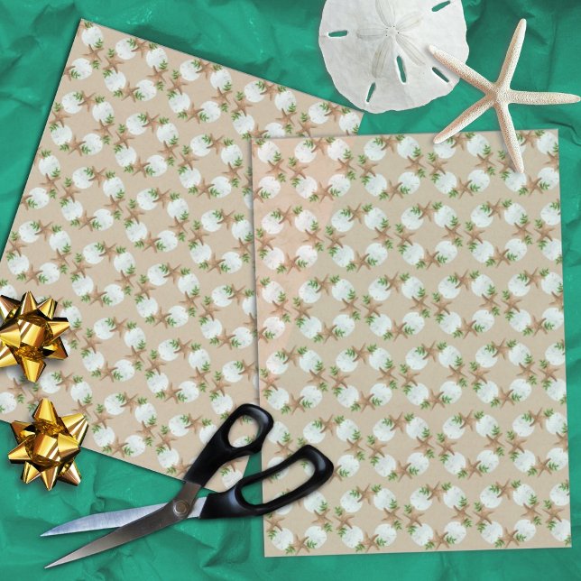 Beach Wreath Sea Stars Sand Dollars Christmas Tissue Paper (Creator Uploaded)