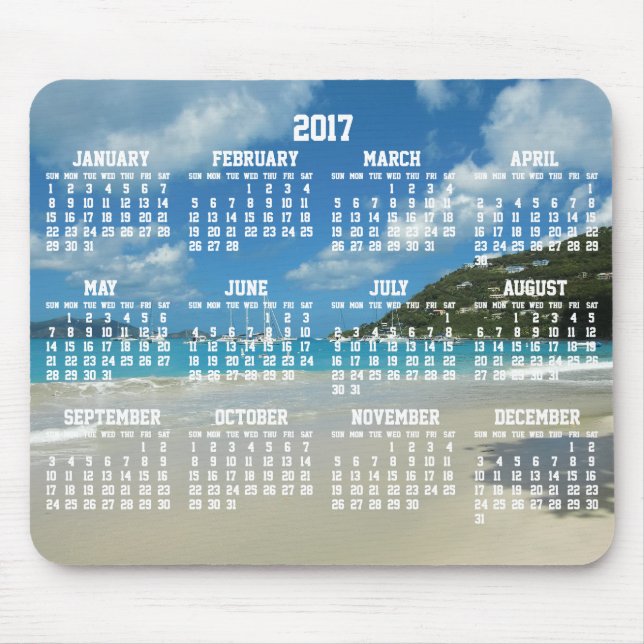 Beach Yearly Calendar 2017 Mouse Pads (Front)
