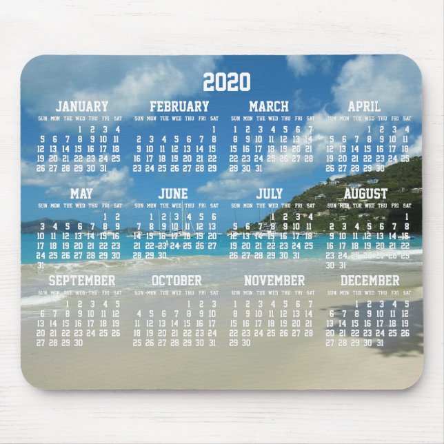 Beach Yearly Calendar 2020 Mouse Pads (Front)
