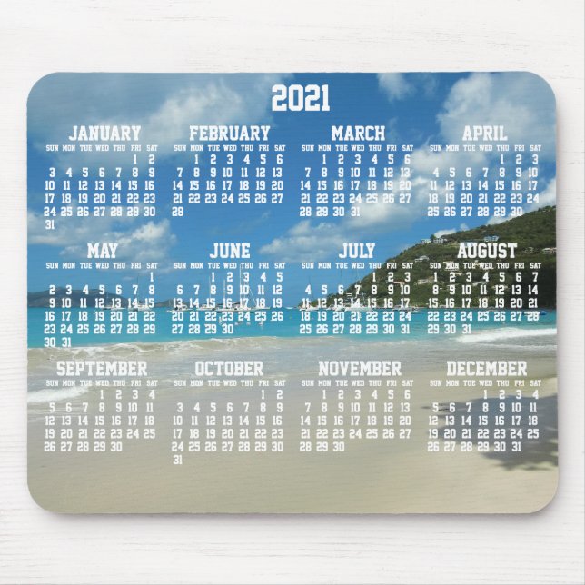 Beach Yearly Calendar 2021 Mouse Pads (Front)
